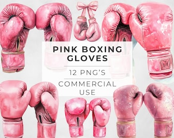 Rosa Boxhandschuhe Clipart: Aquarell Brustkrebs Erinnerungsschleife (PNG, kommerzielle Nutzung)