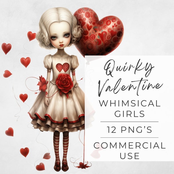 Quirky Valentine Clipart, Valentines Day Png, Watercolor, Romantic, Love, Sweet, Junk Journal, Commercial Use, DIGITAL DOWNLOAD, Transparent