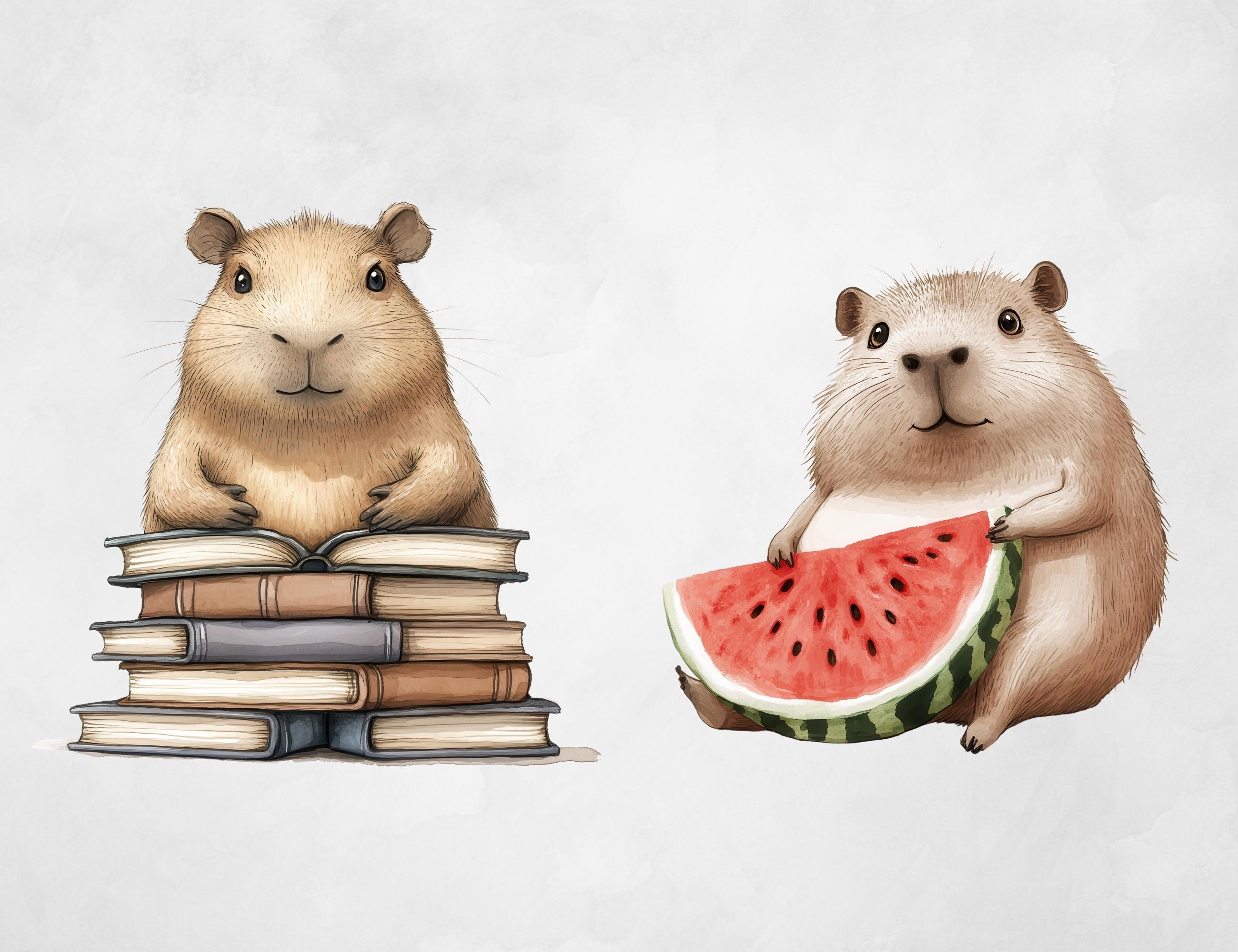 Cute Capybara Clipart Bundle, Cute Digital Art for Scrapbooking and DIY ...