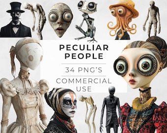 Whimsical People Clipart: Quirky Watercolor PNG Illustrations (Commercial Use)