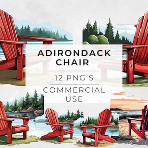 Adirondack stoel clipart, boskamperen, strandstoel, camping, strandtafereel, houten ligstoel, digitale download, DIRECT, commercieel gebruik