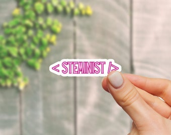 cute steminist kindle sticker, women in stem laptop sticker, software engineer gift, feminist journal sticker, programmer gift