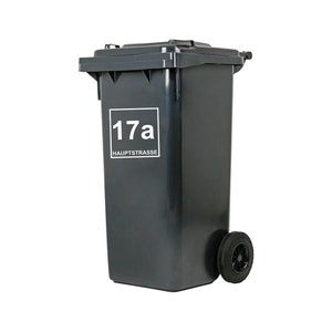 Aufkleber für Mülltonnen Hausnummer Beschriftung personalisiert | Abfalltonnen