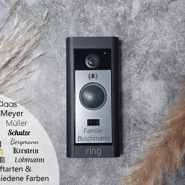 Klingelschild passend für Ring Video Doorbell Wired individuell personalisiert | wetterfest Schild Hausnummer Namensschild Video Klingel