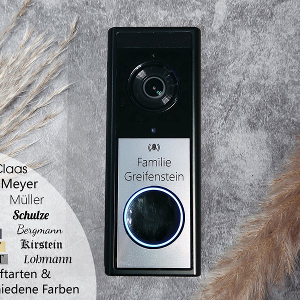 Klingelschild passend für Eufy Video Doorbell 2k Akku individuell personalisiert | wetterfest Schild Hausnummer Namensschild Video Klingel