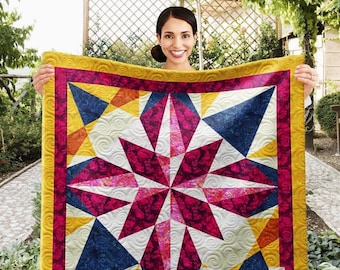 Firework Stars Wall Quilt PDF Pattern With Video Tutorial || 40x40 Inches
