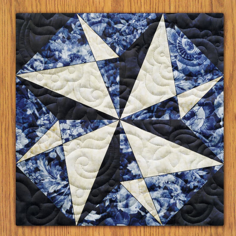 Winter Crystals Quilt Block PDF Pattern With Video Tutorial 16, 18, 20, 22, and 24 Inch Size