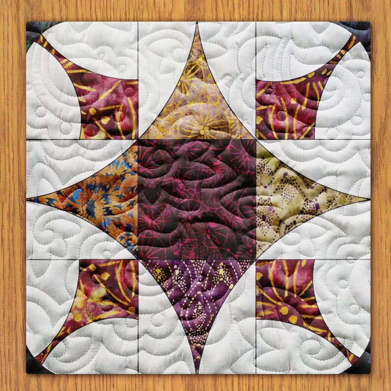 Attic Windows Quilt Block PDF Pattern With Video Tutorial 6, 8, 10, 12