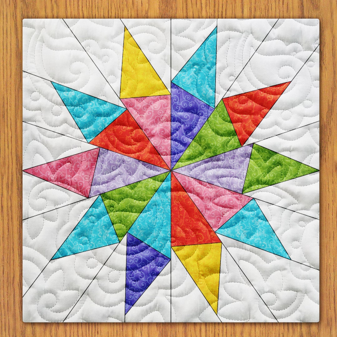 Taffy Sun Wheels Block PDF Pattern With Video Tutorial || 6, 8, 10, 12 ...