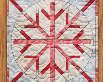 Snowflakes Sphere Quilt Block PDF Pattern With Video Tutorial || 16, 18, 20, 22, and 24 Inch Size Versions Included