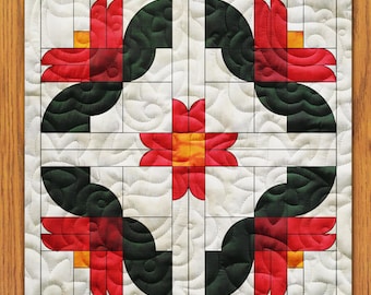 Cactus Flower Star Quilt Block PDF Pattern With Video Tutorial || 6, 8, 10, 12, and 14 Inch Size Versions Included