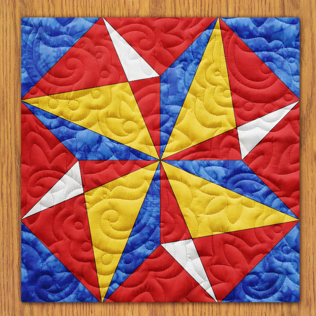 Winter Crystals Quilt Block PDF Pattern With Video Tutorial 6, 8, 10, 12, and 14 Inch Size