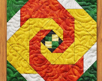 Rosie Rolls Quilt Block PDF Pattern With Video Tutorial || 6, 8, 10, 12, and 14 Inch Size Versions Included