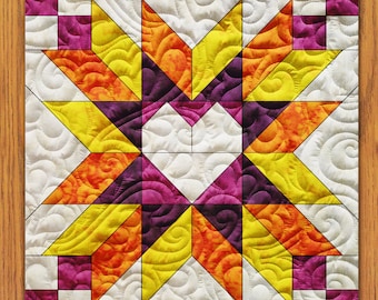 Heart Spike Quilt Block PDF Pattern With Video Tutorial || 6, 8, 10, 12, and 14 Inch Size Versions Included