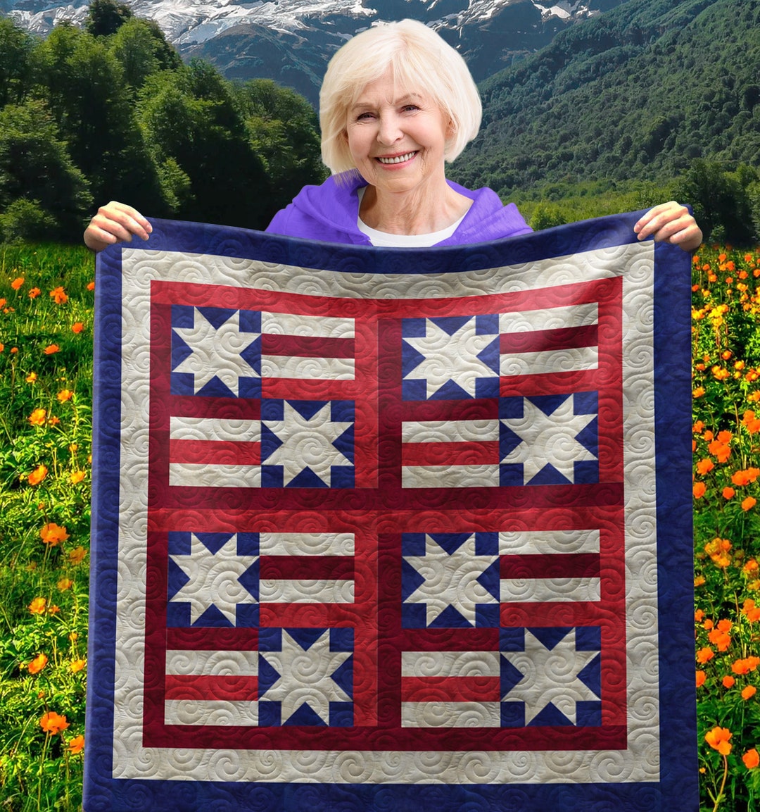 Patriotic Stars Wall Quilt PDF Pattern With Video Tutorial || 40x40 ...