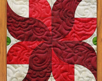 Drunkard Roses Quilt Block PDF Pattern With Video Tutorial || 6, 8, 10, 12, and 14 Inch Size Versions Included