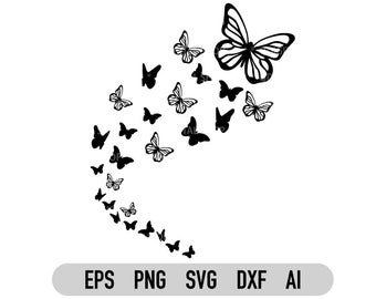 Farfalle volanti Svg, Png, Cricut, Silhoutte, Farfalla Svg, Sciame di farfalle, File di taglio, Dxf, Pdf, Download istantaneo