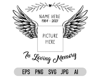 In Loving Memory, Memory Day Svg, Angel Svg, Customizable, Commercial Use, Svg file for Cricut, Loved One Png, Instant Download, Svg, Png