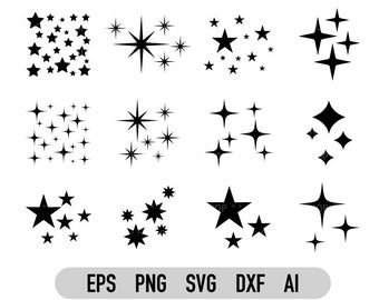 Sparkle Stars Svg, Stars Png, Sparkle Png, Fichier Svg pour Cricut, Dxf, Eps, Vecteur,