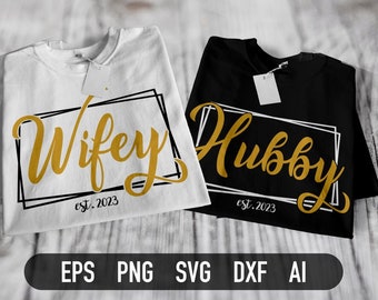 Wifey Hubby 2023 SVG, Cutting File, PNG, Bride and Groom Svg, Cricut, Sublimation, Silhouet, Year Changeable, Instant Download