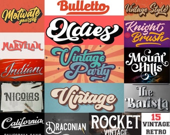 Vintage-Retro Schrift Bundle, Vintage Style Schrift, Retro Style Schrift, Cricut, Silhouette, OTF, TTF, Instant Download