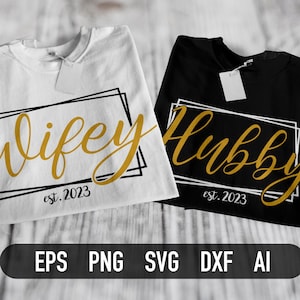 Wifey Hubby 2023 SVG, Cutting File, PNG, Bride and Groom Svg, Cricut, Sublimation, Silhoutte, Year Changeable, Instant Download