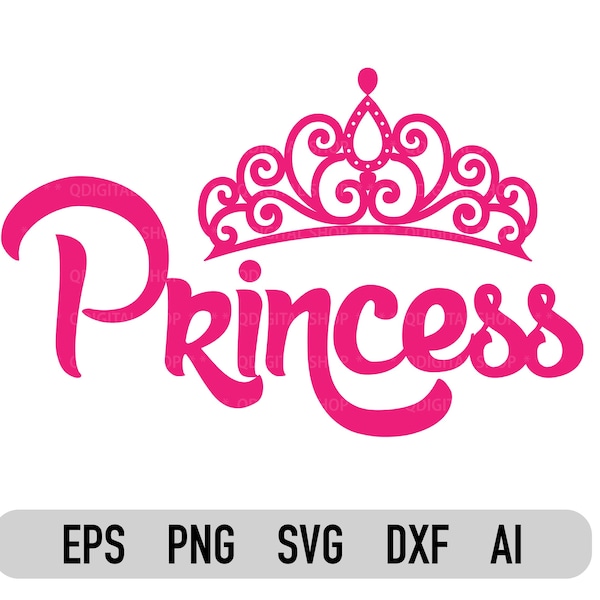Princesse Svg, Png, Couronne Svg, couper fichier pour Cricut, princesse Silhouette, princesse Clipart, princesse couper fichier, Dxf, Ai, fichier vectoriel