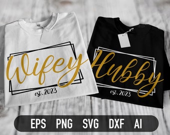 Wifey Hubby 2023 SVG, Cutting File, PNG, Bride and Groom Svg, Cricut, Sublimation, Silhouet, Year Changeable, Instant Download