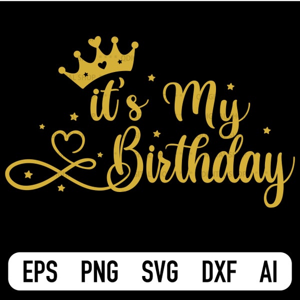 It's My Birthday Svg, Birthday Svg, Birthday Saying, Birthday Party, Svg file for Cricut, Shirt Svg, Dxf, Pdf, Png, Printable