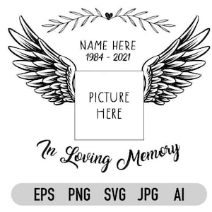 In Loving Memory, Memory Day Svg, Angel Svg, Personnalisable, Commercial Use, Fichier Svg pour Cricut, Loved One Png, Téléchargement instantané, Svg, Png