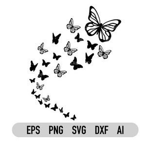 Borboletas Voadoras Svg, Png, Cricut, Silhoutte, Borboleta Svg, Enxame de Borboletas, Arquivo de Corte, Dxf,Pdf, Download Instantâneo