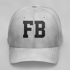 May include: A gray baseball cap with a black "FB" logo on the front.