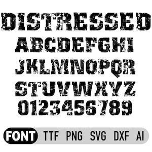Distressed Schrift SVG, Distressed Alphabet Schrift, Distressed Number, Vintage Schrift, Grunge Font, Png, Dxf, TTF, Instant Download