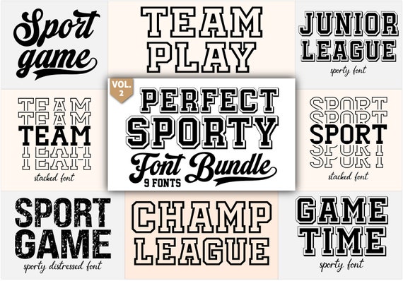 Sports Font Bundle, Font for Cricut, Sporty Fonts, Jersey Fonts, Football Fonts, Baseball Font, Svg Font Bundle, Procreate Font, SVG TTF OTF