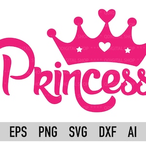 Princesa Svg, Png, Corona Svg, Archivo recortado para Cricut, Silueta, Princesa Clipart, Princesa Cortar archivo, Dxf, Ai, Archivo vectorial, Descarga instantánea