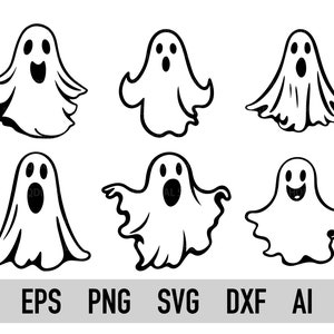 Cute Halloween Ghost Svg, Png, Ghost for Cricut, Silhouette, Svg Bundle, Halloween Svg, Instant Download, Dxf, Ai, Vector File