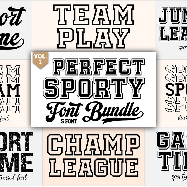 Sports Font Bundle, Font for Cricut, Sporty Fonts, Jersey Fonts, Football Fonts, Baseball Fonts, Cricut Font Bundle, Procreate Fonts, Vol.2