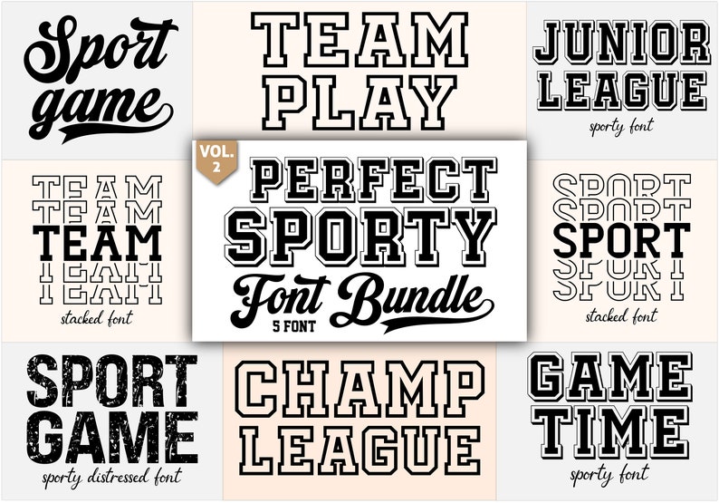 Sports Font Bundle, Font for Cricut, Sporty Fonts, Jersey Fonts, Football Fonts, Baseball Fonts, Cricut Font Bundle, Procreate Fonts, Vol.2 image 1