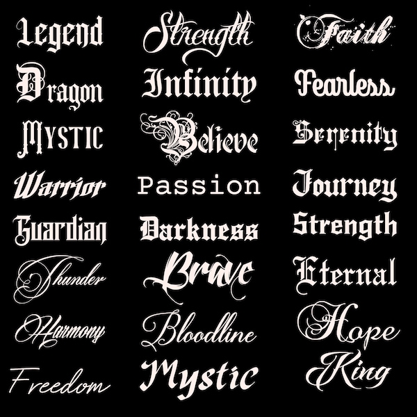 Premium Tattoo Font Bundle, Professional Tattoo Font Bundle, Procreate Fonts, Cricut Fonts, Calligraphy Font, TTF, OTF, 24 Fonts