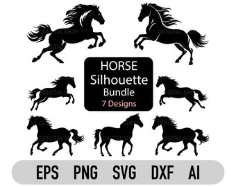 Horse Silhouette Svg Bundle | Horse Svg | Animal Svg Horse | Horse Cut File | Horse Png | Svg file for Cricut | Dxf | Vector File | Svg File