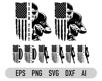 Customized Football Player Svg, Bundle, American Football Player Svg, Football with Usa Flag Svg, Cricut, Football Clipart, Dxf-Eps-Ai