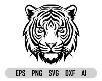 Tiger Head Silhouette Svg| Tiger Face Svg | Dxf | Png | Tiger Clipart | Tiger Logo Vector | Tiger Svg | Tiger Head Svg | Tiger Silhouette