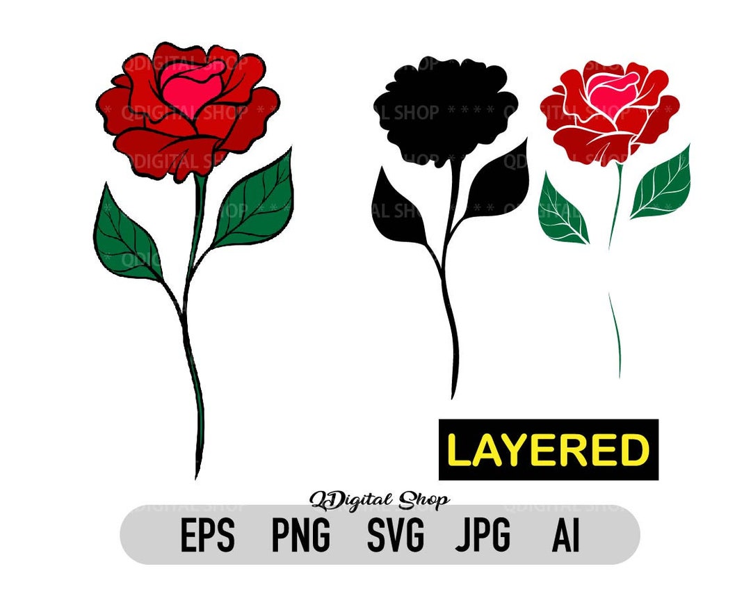 Red Rose Svg, Layered, Rose Png, Clipart, Cricut, Easy Cuttable, Heat ...