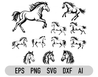 Paard Svg bundel, paard Png, paard silhouet Svg, paard gesneden bestand, hoofd van het paard Svg, paard Clipart, gesneden bestand, Cricut Svg, silhouet, Vector