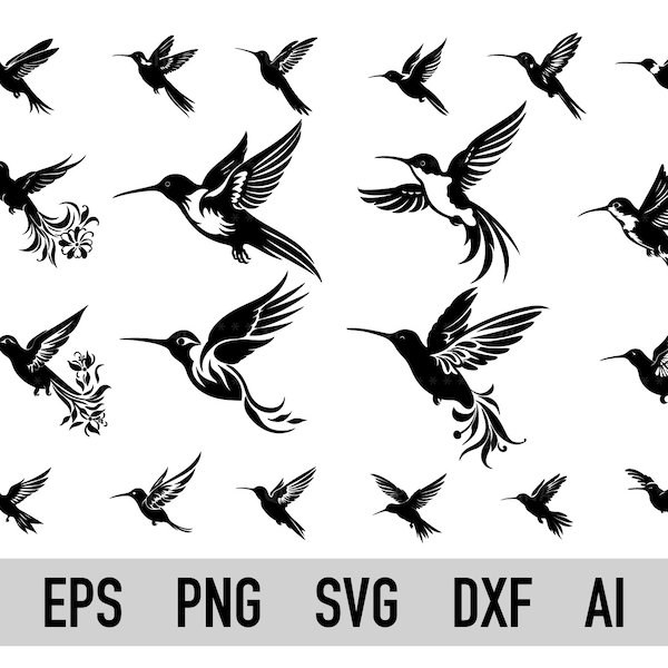 Hummingbird Svg Bundle, Hummingbird Png, Humming Bird Svg, Hummingbird Cricut, 20 Different Design, Clipart, Silhouette, Instant Download