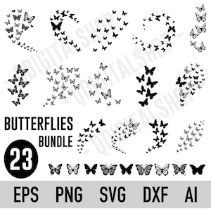 Fliegende Schmetterlinge SVG Bundle, Schmetterling SVG, Schmetterling Schnittdateien, Schmetterling Cricut Datei, SVG Datei für Cricut, Silhouette, Vinyl Aufkleber, Png