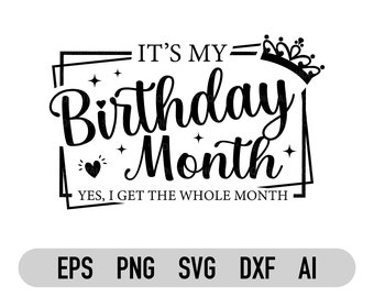 Geburtstag Monat svg, Png, schnitt Dateien für Cricut, alles Gute zum Geburtstag svg, Birthday Girl svg, Geburtstags-Shirt svg, Birthday Part svg, Dxf, Pdf