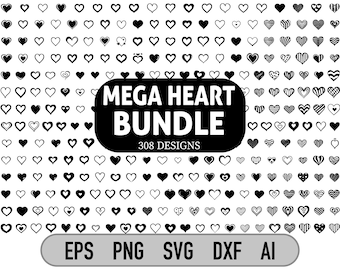 Hart Svg-bundel, 310 hart Svg-ontwerpen, Valentine Svg, hart silhouet Svg, hart Png ontwerpen, hand tekenen hart Svg, liefde Svg, Clipart