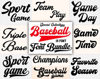 Baseball Font Bundle, Baseball Letters, Baseball Fonts for Cricut, Procreate Fonts, Canva Fonts, Sport Font, College Font, Commercial Use