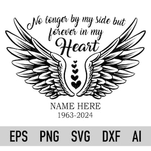 Extrañándote svg, descansa en paz archivos png svg, alas de ángel conmemorativas svg para camisas, en memoria amorosa archivos svg para cricut, fácil de personalizar